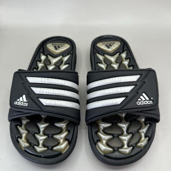 VTG 2000 Adidas Cushion Gel Air Slides Y2k Mens Size 7 US Black Silver main image 5
